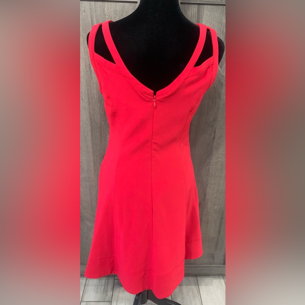 White House Black Market Bright Red Princess Rockabilly Dress Women's Size 0 - Picture 3 of 11